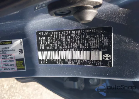 2021 Toyota Corolla Le from USA, damaged, VIN 5YFEPMAE4MP211197